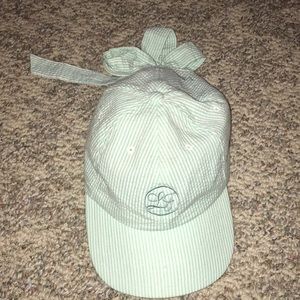 Green and White seersucker Lauren James bow hat